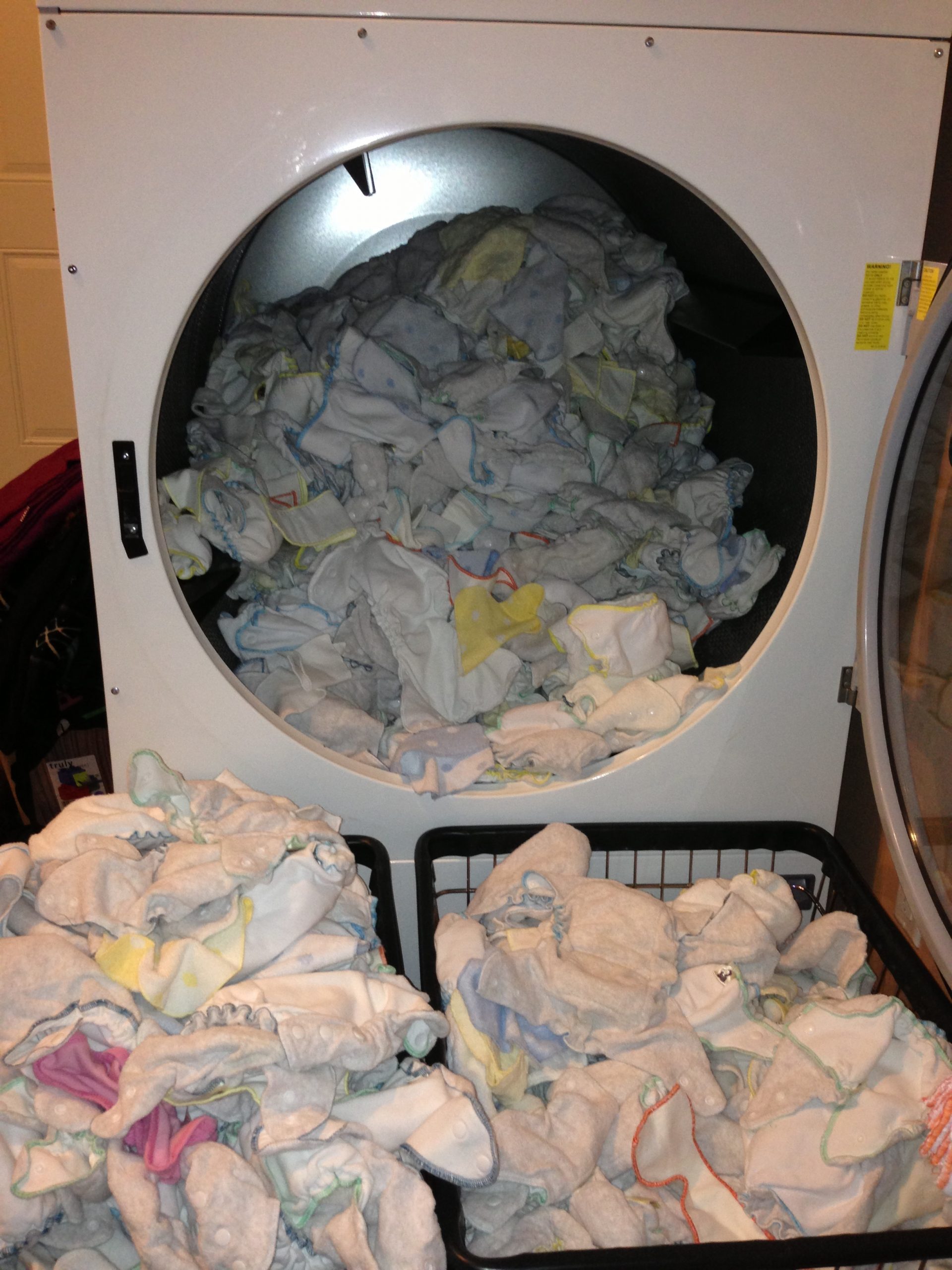 Dryer filled with diapers